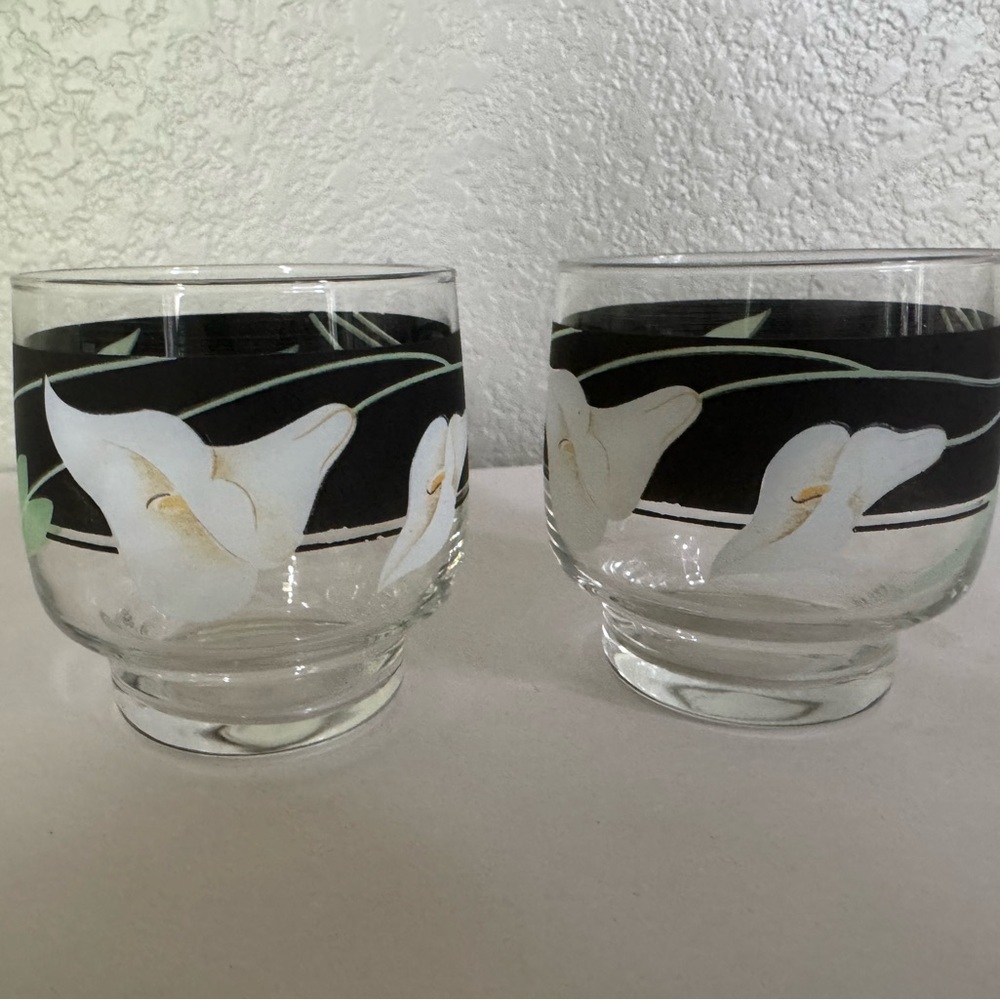 Set of TWO Sango Black Lillies Quadrille Tumblers